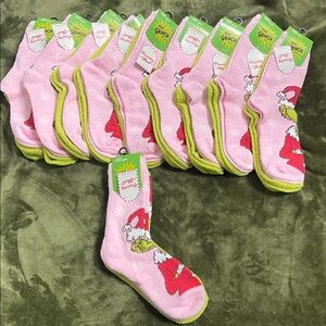 Dr. Seuss Grinch Pink and Green Christmas cozy socks